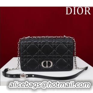 Buy Fashionable Dior Medium Soft Dior Caro Bag in Macrocannage Lambskin M9253 Black/Silver 2025