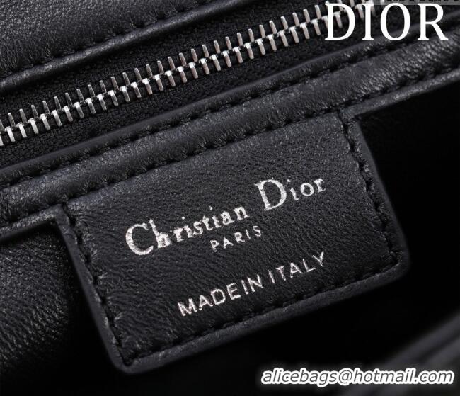 Buy Fashionable Dior Medium Soft Dior Caro Bag in Macrocannage Lambskin M9253 Black/Silver 2025