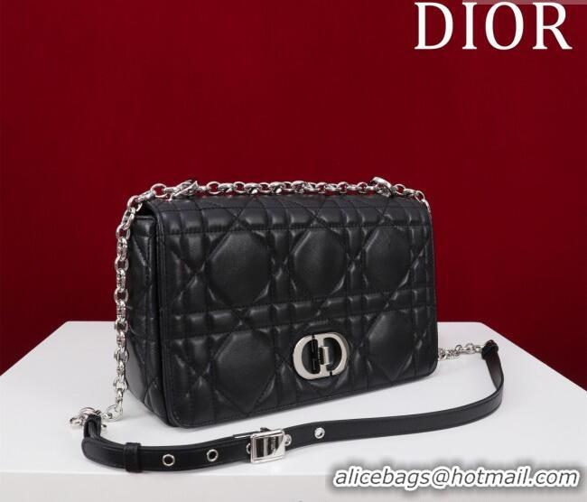 Buy Fashionable Dior Medium Soft Dior Caro Bag in Macrocannage Lambskin M9253 Black/Silver 2025