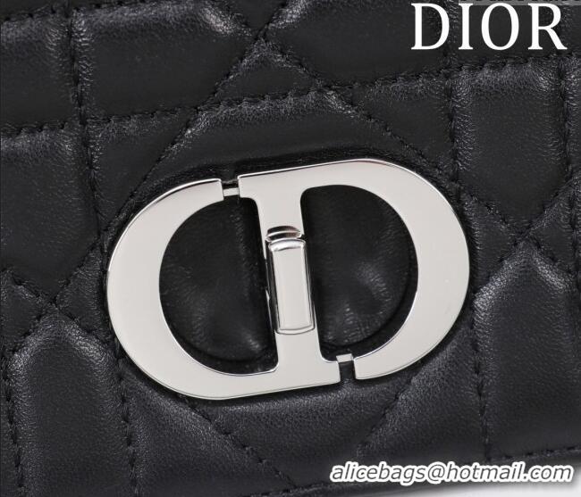 Buy Fashionable Dior Medium Soft Dior Caro Bag in Macrocannage Lambskin M9253 Black/Silver 2025