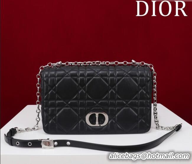 Buy Fashionable Dior Medium Soft Dior Caro Bag in Macrocannage Lambskin M9253 Black/Silver 2025