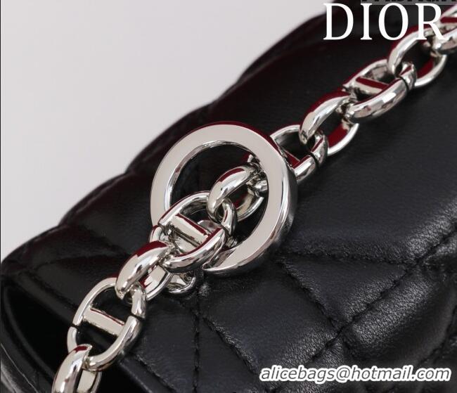 Buy Fashionable Dior Medium Soft Dior Caro Bag in Macrocannage Lambskin M9253 Black/Silver 2025