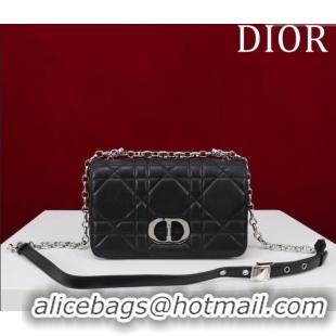 Best Quality Dior Small Soft Dior Caro Bag in Macrocannage Lambskin M9252 Black/Silver 2025