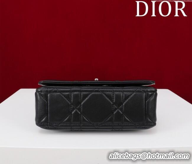 Best Quality Dior Small Soft Dior Caro Bag in Macrocannage Lambskin M9252 Black/Silver 2025