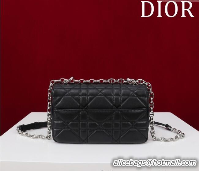 Best Quality Dior Small Soft Dior Caro Bag in Macrocannage Lambskin M9252 Black/Silver 2025