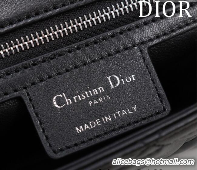 Best Quality Dior Small Soft Dior Caro Bag in Macrocannage Lambskin M9252 Black/Silver 2025