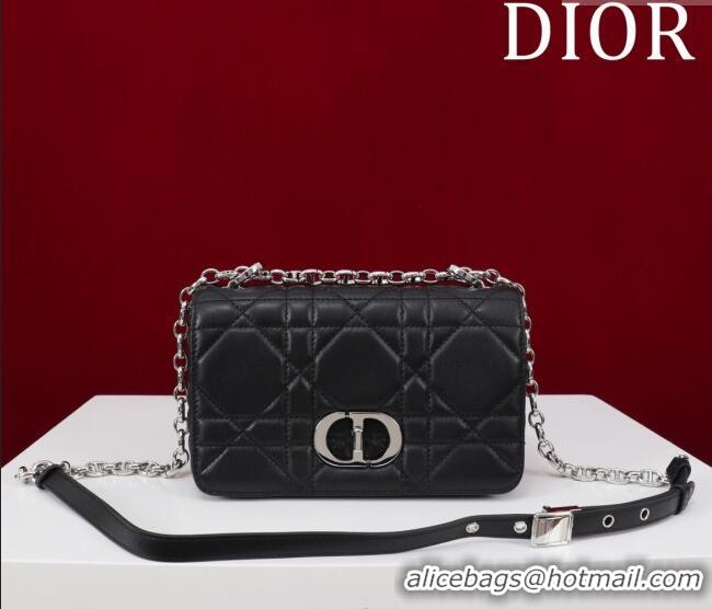 Best Quality Dior Small Soft Dior Caro Bag in Macrocannage Lambskin M9252 Black/Silver 2025