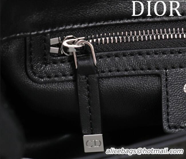 Best Quality Dior Small Soft Dior Caro Bag in Macrocannage Lambskin M9252 Black/Silver 2025