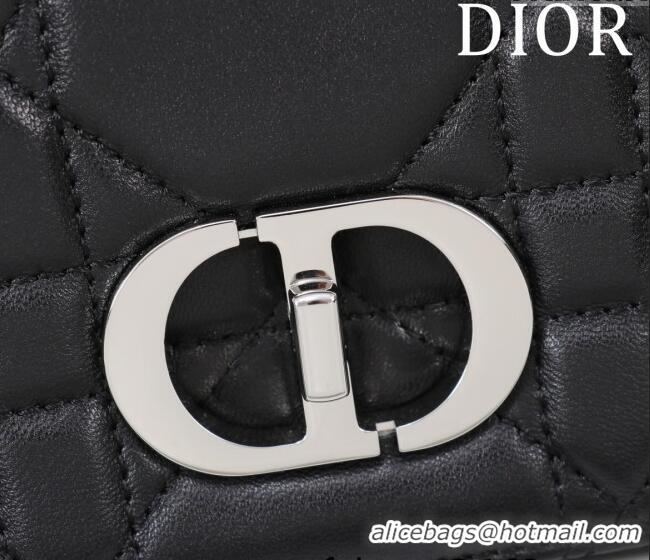Best Quality Dior Small Soft Dior Caro Bag in Macrocannage Lambskin M9252 Black/Silver 2025