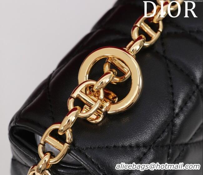 Promotional Dior Small Soft Dior Caro Bag in Macrocannage Lambskin M9252 Black/Gold 2025