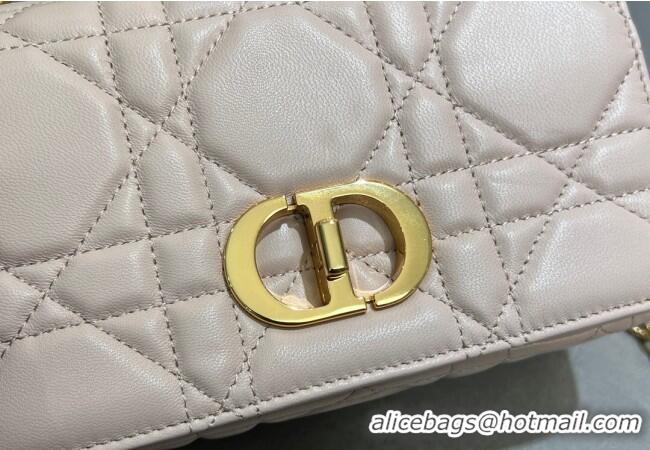 Fashion Cheap Dior Small Soft Dior Caro Bag in Macrocannage Lambskin M9252 Powder Pink 2025