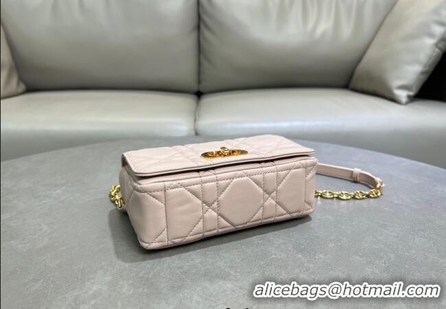 Fashion Cheap Dior Small Soft Dior Caro Bag in Macrocannage Lambskin M9252 Powder Pink 2025