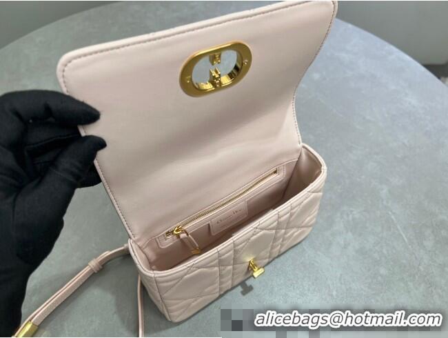 Fashion Cheap Dior Small Soft Dior Caro Bag in Macrocannage Lambskin M9252 Powder Pink 2025
