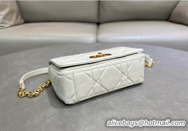 Famous Brand Dior Small Soft Dior Caro Bag in Macrocannage Lambskin M9252 White 2025