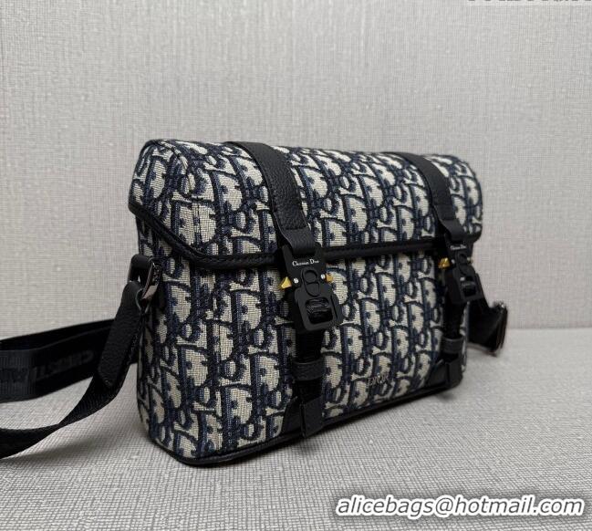 Super Quality Dior Mens Hit the Road Messenger Bag with Flap in Oblique Jacquard with Grained Calfskin 9271 Beige/Black 