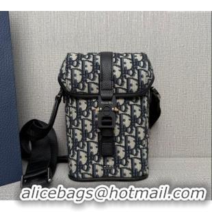 Market Sells Dior Mens Mini Dior Hit the Road Vertical Messenger Bag with Flap in Oblique Jacquard with Grained Calfskin