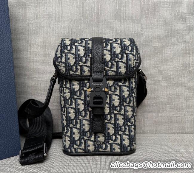 Market Sells Dior Mens Mini Dior Hit the Road Vertical Messenger Bag with Flap in Oblique Jacquard with Grained Calfskin