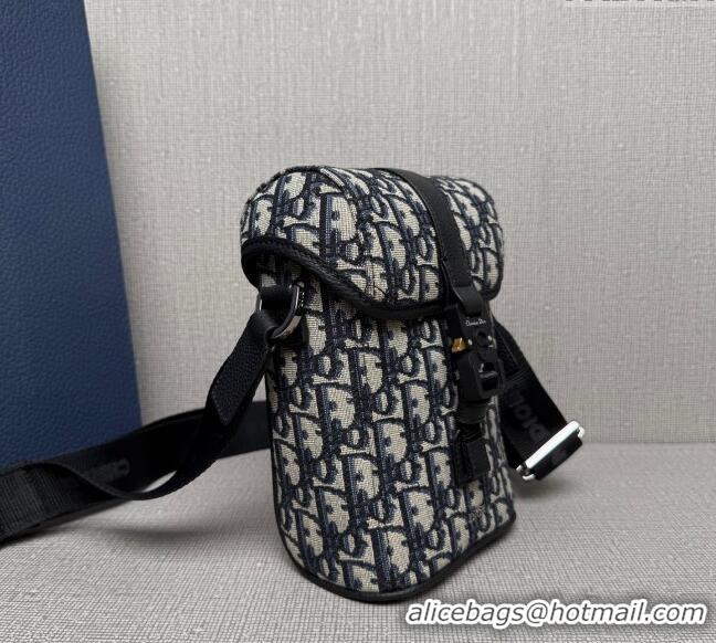 Market Sells Dior Mens Mini Dior Hit the Road Vertical Messenger Bag with Flap in Oblique Jacquard with Grained Calfskin