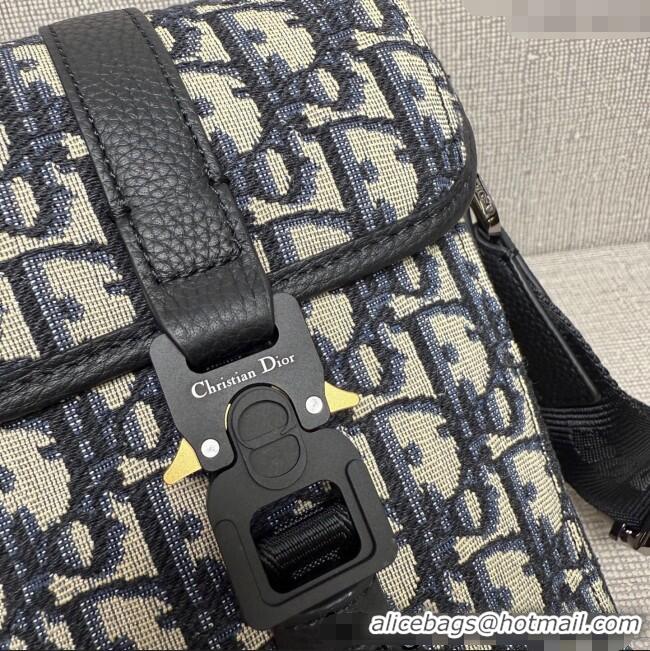 Market Sells Dior Mens Mini Dior Hit the Road Vertical Messenger Bag with Flap in Oblique Jacquard with Grained Calfskin