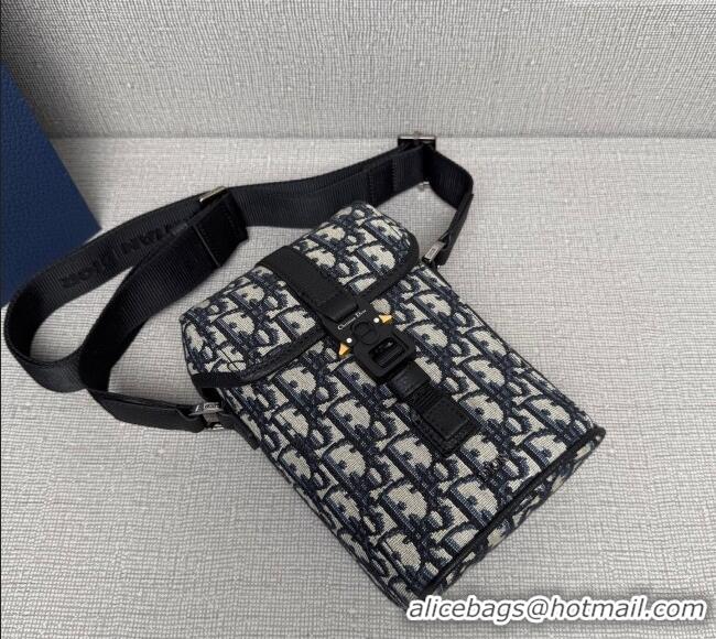 Market Sells Dior Mens Mini Dior Hit the Road Vertical Messenger Bag with Flap in Oblique Jacquard with Grained Calfskin
