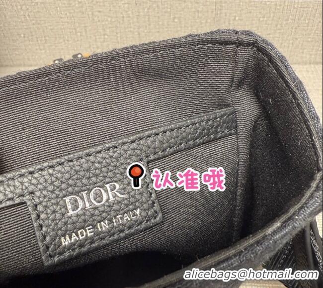 Best Quality Dior Mens Mini Dior Hit the Road Vertical Messenger Bag with Flap in Oblique Jacquard with Grained Calfskin