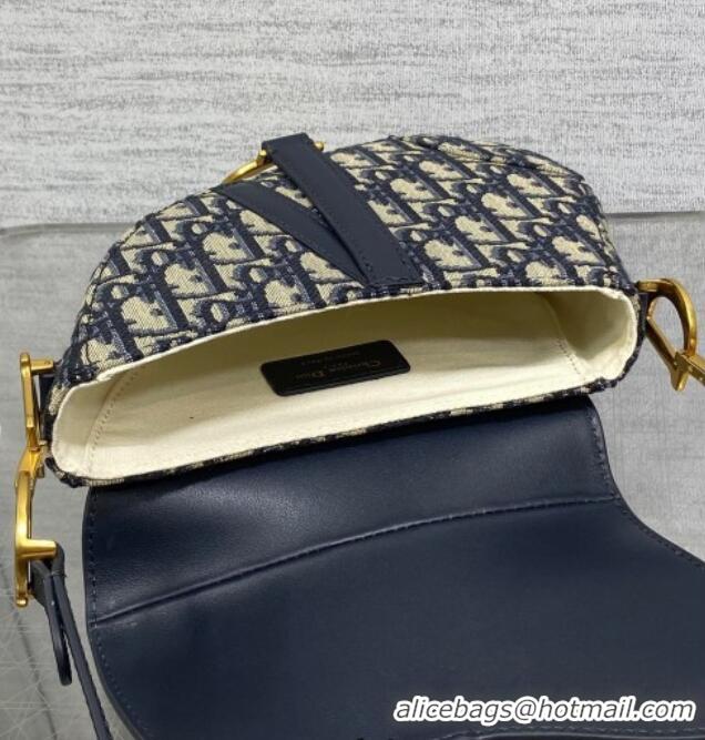 Top Grade Dior Mini Soft Saddle Bag with Strap in Dior Oblique Jacquard and Calfskin 0521 Blue 2025