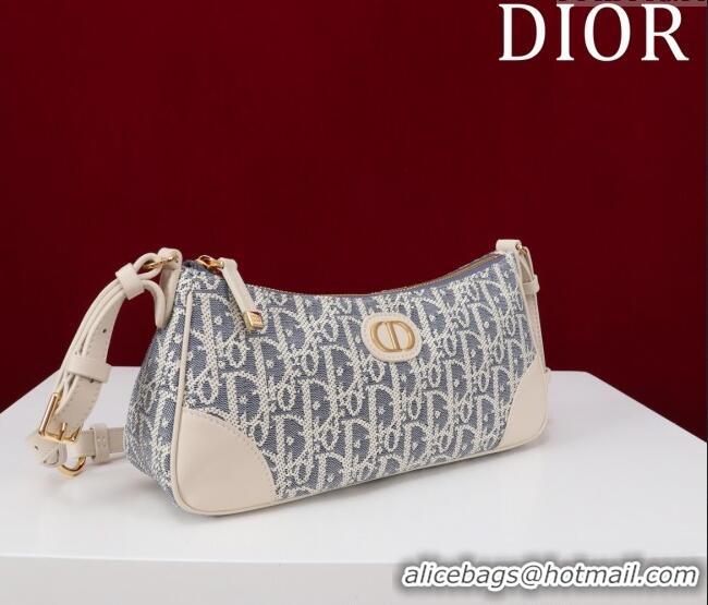 Spot Bulk Dior 30 Montaigne Wanderlust Mini Bag in Dior Oblique Chambray with Raffia Effect and Light Biscuit Smooth Cal
