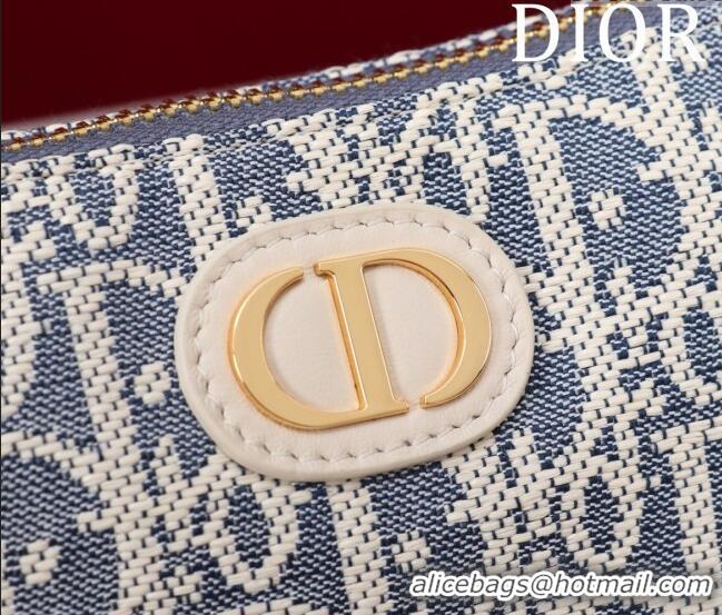 Spot Bulk Dior 30 Montaigne Wanderlust Mini Bag in Dior Oblique Chambray with Raffia Effect and Light Biscuit Smooth Cal