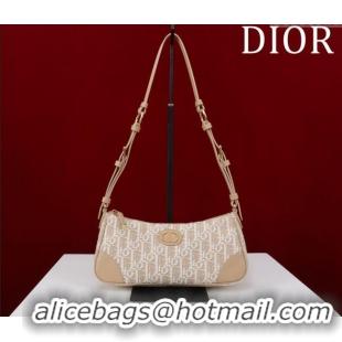 Buy Cheap Dior 30 Montaigne Wanderlust Mini Bag in Dior Oblique Chambray with Raffia Effect and Smooth Calfskin 1138 Bei