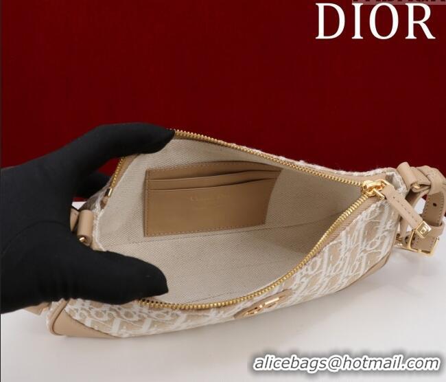 Buy Cheap Dior 30 Montaigne Wanderlust Mini Bag in Dior Oblique Chambray with Raffia Effect and Smooth Calfskin 1138 Bei