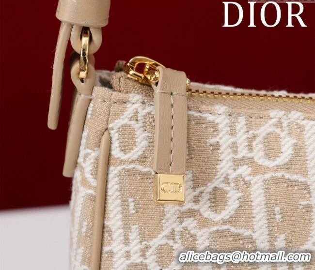 Buy Cheap Dior 30 Montaigne Wanderlust Mini Bag in Dior Oblique Chambray with Raffia Effect and Smooth Calfskin 1138 Bei
