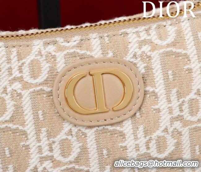 Buy Cheap Dior 30 Montaigne Wanderlust Mini Bag in Dior Oblique Chambray with Raffia Effect and Smooth Calfskin 1138 Bei