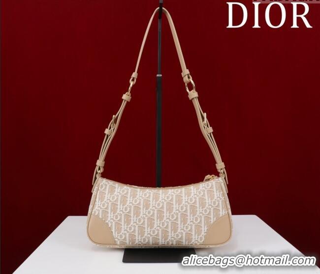 Buy Cheap Dior 30 Montaigne Wanderlust Mini Bag in Dior Oblique Chambray with Raffia Effect and Smooth Calfskin 1138 Bei