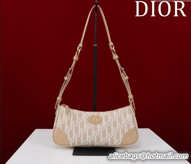 Buy Cheap Dior 30 Montaigne Wanderlust Mini Bag in Dior Oblique Chambray with Raffia Effect and Smooth Calfskin 1138 Bei