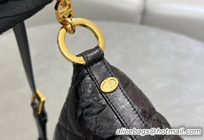Buy Cheap Dior Diorstar Hobo Bag with Chain in Macrocannage Crinkled Calfskin 1141 Black 2025