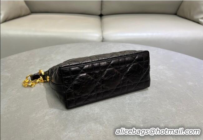 Buy Cheap Dior Diorstar Hobo Bag with Chain in Macrocannage Crinkled Calfskin 1141 Black 2025