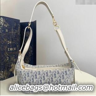 Classic Discount Dior Small D-Journey Bag in Dior Oblique Chambray with Raffia Effect and Light Biscuit Smooth Calfskin 