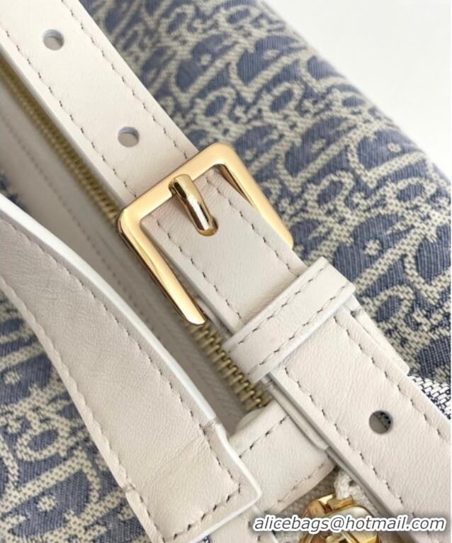 Classic Discount Dior Small D-Journey Bag in Dior Oblique Chambray with Raffia Effect and Light Biscuit Smooth Calfskin 