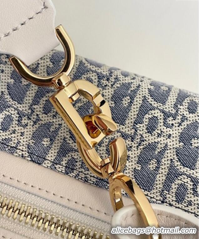 Classic Discount Dior Small D-Journey Bag in Dior Oblique Chambray with Raffia Effect and Light Biscuit Smooth Calfskin 
