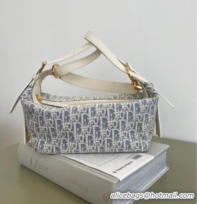Classic Discount Dior Small D-Journey Bag in Dior Oblique Chambray with Raffia Effect and Light Biscuit Smooth Calfskin 