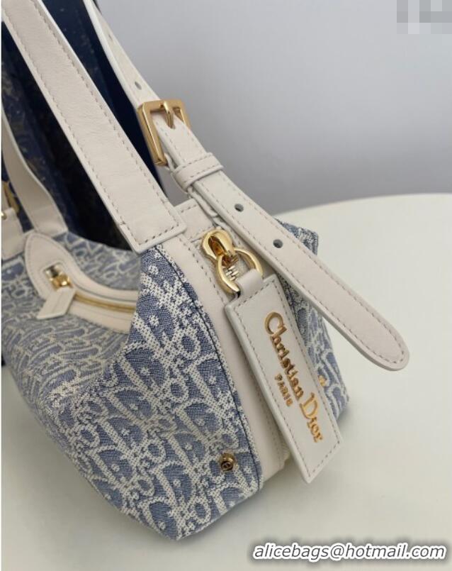 Classic Discount Dior Small D-Journey Bag in Dior Oblique Chambray with Raffia Effect and Light Biscuit Smooth Calfskin 