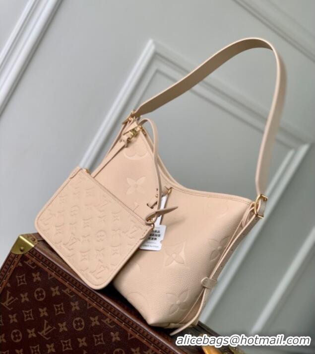 Unique Grade Louis Vuitton CarryAll PM Bag in Embossed Grained Cowhide Leather M14321 Sand Beige 2025