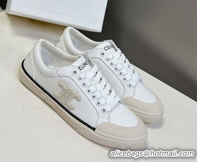Low Cost Celine Alan Sneakers with Triomphe in Canvas White 0428112