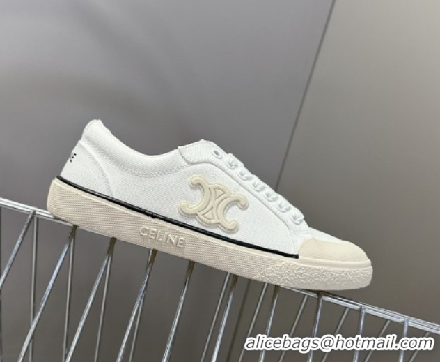 Low Cost Celine Alan Sneakers with Triomphe in Canvas White 0428112