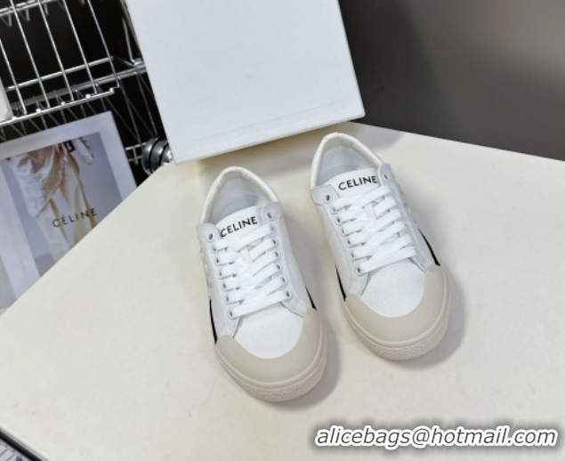 Low Cost Celine Alan Sneakers with Triomphe in Canvas White 0428112
