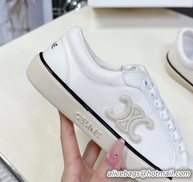 Low Cost Celine Alan Sneakers with Triomphe in Canvas White 0428112