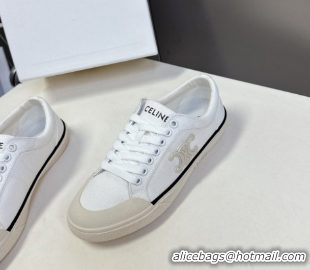 Low Cost Celine Alan Sneakers with Triomphe in Canvas White 0428112