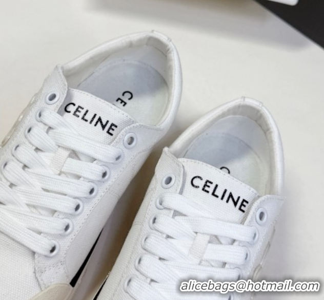 Low Cost Celine Alan Sneakers with Triomphe in Canvas White 0428112