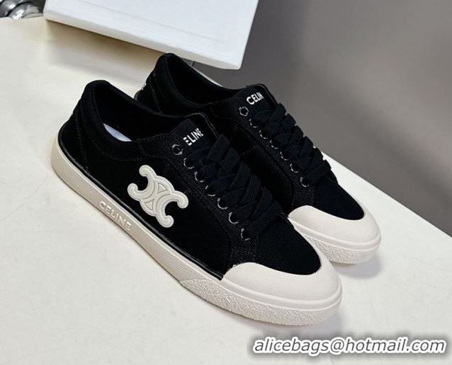 Top Grade Celine Alan Sneakers with Triomphe in Canvas Black 0428113