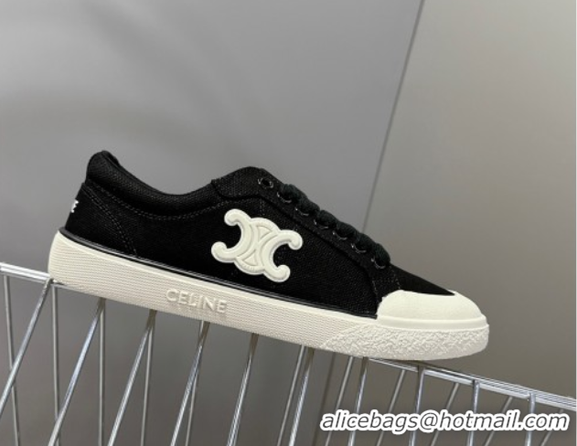 Top Grade Celine Alan Sneakers with Triomphe in Canvas Black 0428113